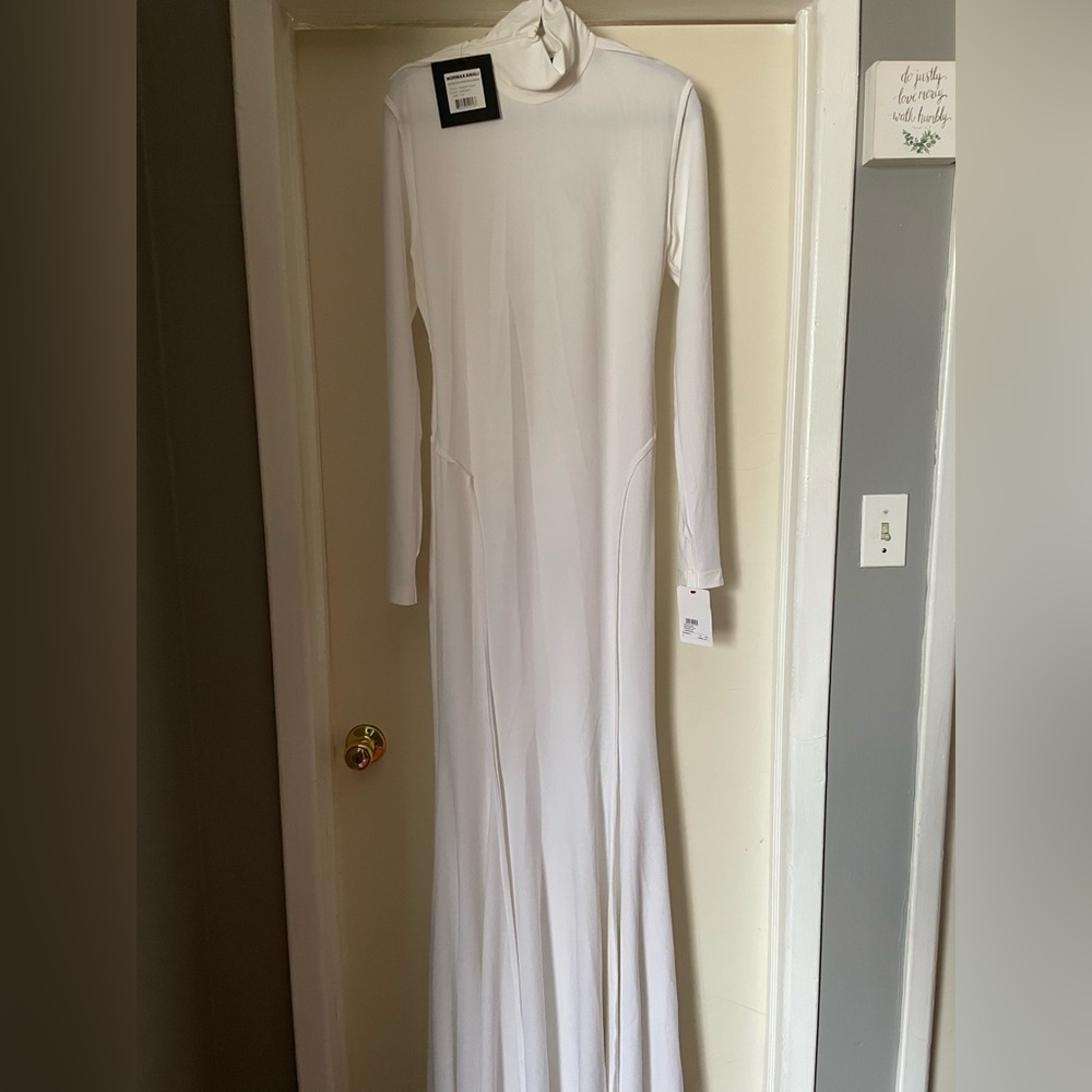 Norma Kamali White Long Sleeve Dress